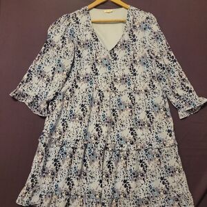 JODIFL Abstract Print Tiered Dress. Size L